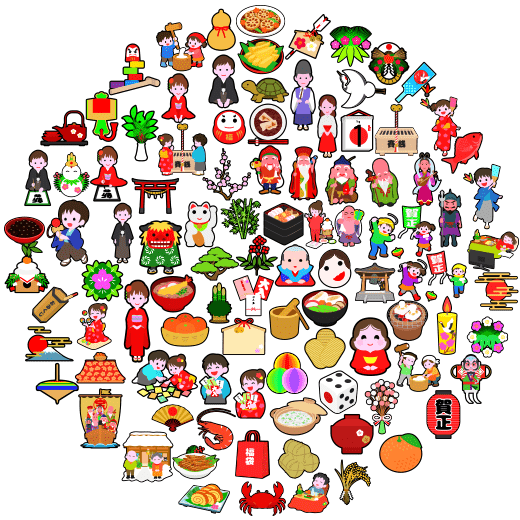 正月アイコン100点集合の図
