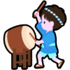 法被姿でお祭りの和太鼓をたたいている男の子のアイコン