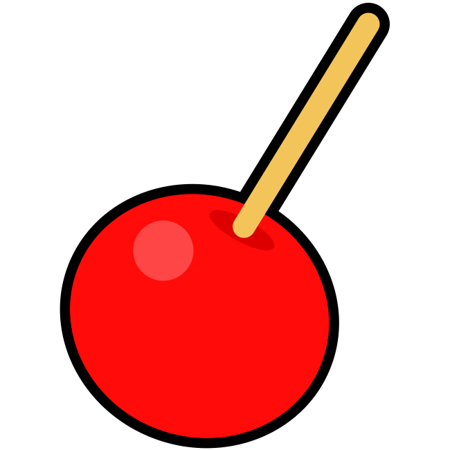 【フリー素材】夏祭り・屋台の定番「りんご飴」のアイコン