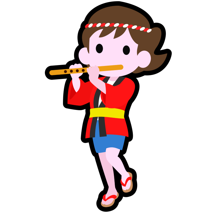 祭囃子の演奏で横笛を吹く少女のアイコン