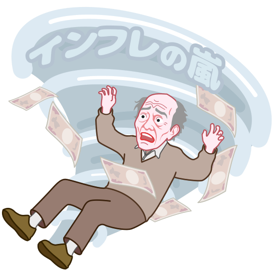生活弱者を襲うインフレの大嵐のイラスト
