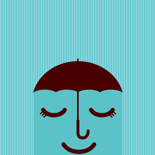 傘の頭をした雨の顔のイラスト