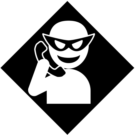 特殊詐欺注意のアイコン|黒ベタに白・黒の図