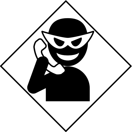 特殊詐欺注意のアイコン|白ベタ黒縁取りに白・黒の図