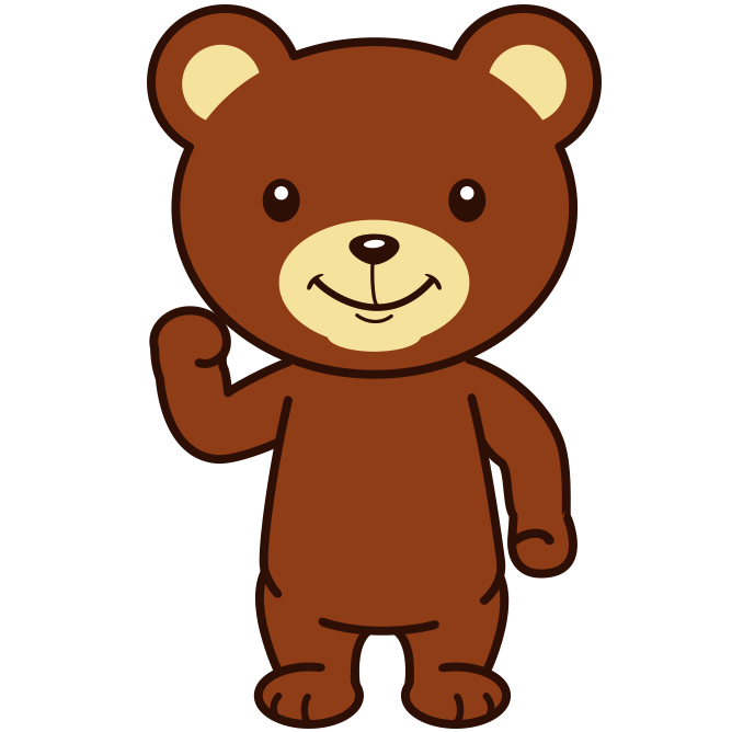 まん丸顔で目がパッチリの可愛い子熊のイラスト