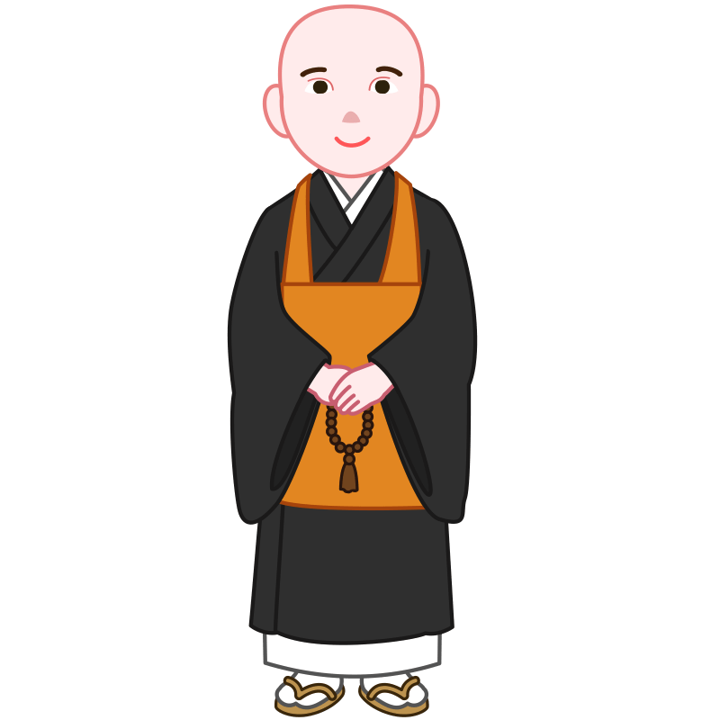 柔和な表情の若いお坊さんのイラスト
