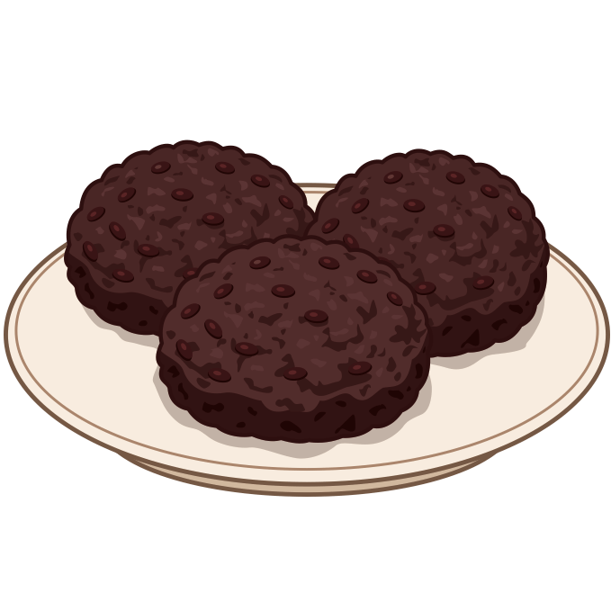 お盆に仏壇にお供えするおはぎのイラスト