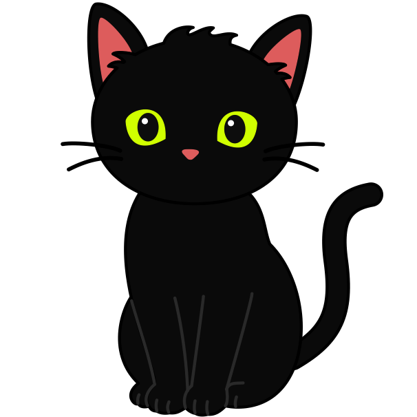 緑色の目の可愛い黒猫のイラスト