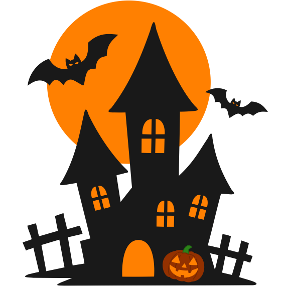 ハロウィンのお化け屋敷のイラスト