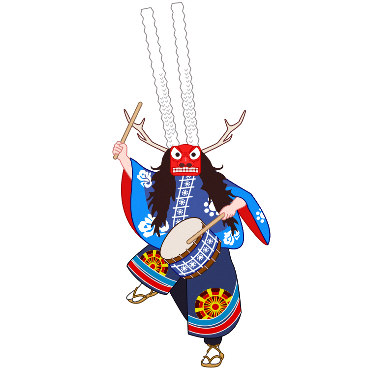 岩手県花巻市で開催されている鹿踊(ししおどり)のイラスト