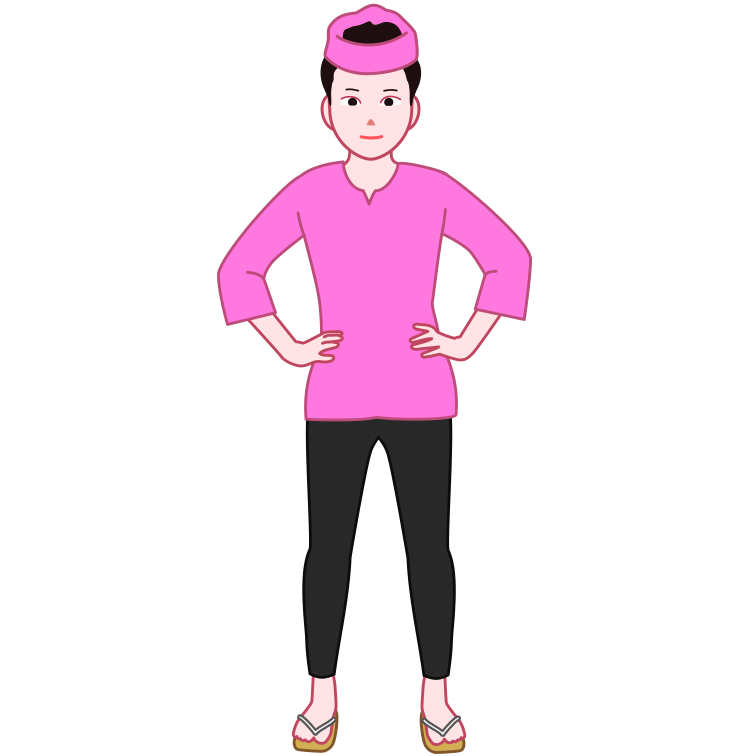鯉口シャツを着こなしたお祭り好きの女性のイラスト