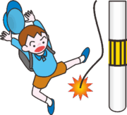 切れた電線に注意