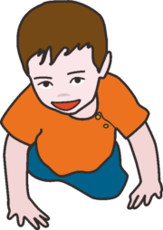 ハイハイトレーニングをしている男の子のイラスト
