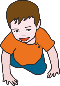 ハイハイトレーニングをしている男の子のイラスト