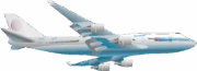 さっそうと飛ぶ旅客機のイラスト