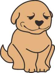 微笑んでオスワリしている茶色の犬のイラスト