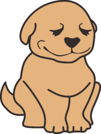 茶色犬 微笑んでオスワリしている茶色の犬のイラスト