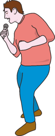 カラオケを歌う男性 カラオケで熱唱する男性のイラスト