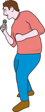 カラオケで熱唱する男性のイラスト