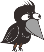 目が大きくて面白い顔のカラスのイラスト