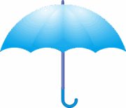 カラフルな青い雨傘のイラスト