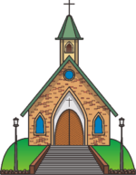 教会 緑の丘の上に建っている教会のイラスト