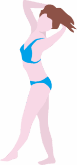立ち姿の水着女性のイラスト