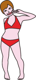 笑顔の水着女性