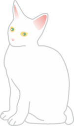 白猫 緑色の瞳を持ったメスの白猫のイラスト