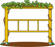 公園に日除けを作るパーゴラのイラスト