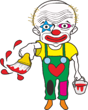 ペンキ塗り ペンキを塗っているピエロっぽい爺さんのイラスト