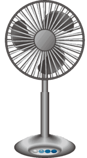 おしゃれな黒い扇風機のイラスト