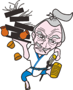 蕎麦屋の出前持ちのイラスト 蕎麦屋の出前持ち爺