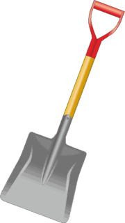 雪国の雪かきに活躍する角形スコップのイラスト