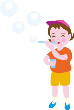 シャボン玉を飛ばしている女の子