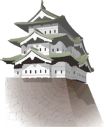 天守閣 石垣の上の天守閣のイラスト