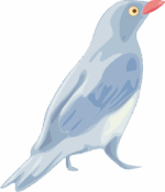 目の大きい青い小鳥のイラスト