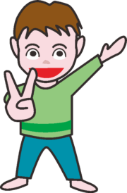 元気にVサインをしている男の子のイラスト