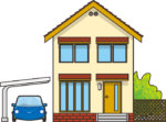 2階建ての家 カーポート付きの2階建ての住宅のイラスト