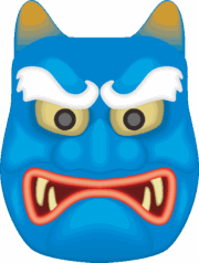 眉が白い青鬼のお面のイラスト