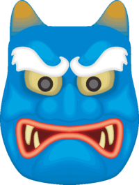 青鬼のお面 眉が白い青鬼のお面のイラスト