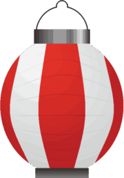 お祭り用紅白提灯のイラスト