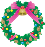 クリスマスリース カラフルなクリスマスリースのイラスト