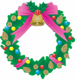 カラフルなクリスマスリースのイラスト