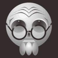 老眼鏡をかけた爺様ドクロのキャラクターイラスト