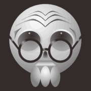 老眼鏡をかけた爺様ドクロのキャラクターイラスト