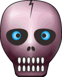 目玉を持ったぶきみなドクロのイラスト