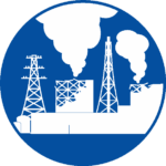 原子力発電所の事故 巨大地震によって発生した原子力発電所の事故のピクトグラム