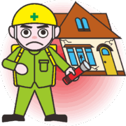 地震災害から避難のイラスト