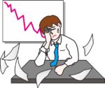 株価暴落 投資家が頭を抱え込む株価暴落のイラスト